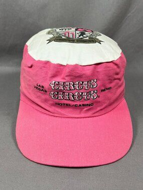 Vtg Circus Circus Las Vegas Designer Pro Painters Hat Snapback Cap Pink 80s 90s